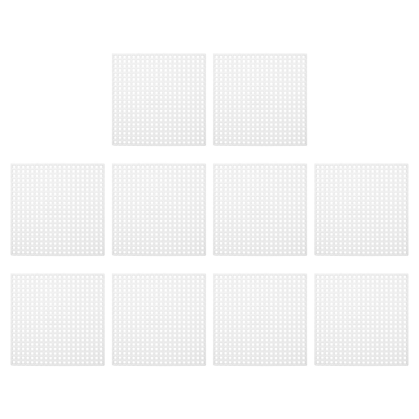 PATIKIL Plastic Mesh Canvas Sheets,10Pcs 3.1 x 3.1inch Cross Needlework Blank Yarn Crafting for Embroidery DIY Bookmarks Cup Mats, White, Square