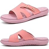 KuaiLu Womens Fashion Orthotic Slides Ladies Lightweight Athletic Yoga Mat Sandals Slip On Thick Cushion Slippers Sandals With Comfortable Plantar Fasciitis Arch Support