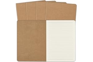 ZCZN 5 Pack A5 Kraft Notebooks Bulk, 8.15x5.5 Inches Lined Paper Journaling Notebooks, Notebooks for Work, Composition Notebooks for School, Journal Notebooks for Office, 60 Pages