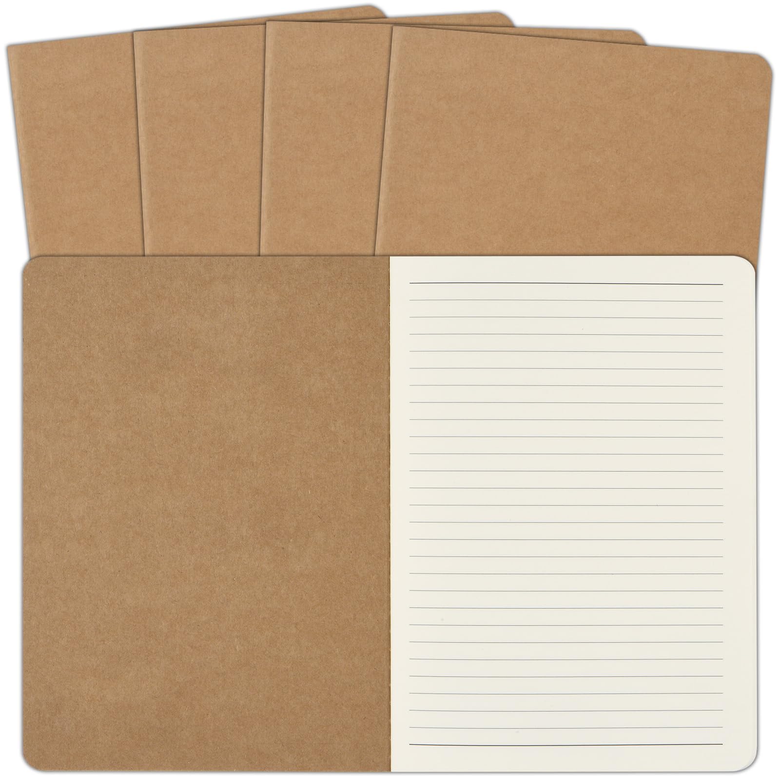 Photo 1 of ZCZN 5 Pack A5 Kraft Notebooks Bulk, 8.15x5.5 Inches Lined Paper Journaling Notebooks, Notebooks for Work, Composition Notebooks for School, Journal Notebooks for Office, 60 Pages
