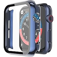 Misxi 2 Pack Hard PC Case with Tempered Glass Screen Protector Compatible with Apple Watch Series 6 SE Series 5 Series 4…