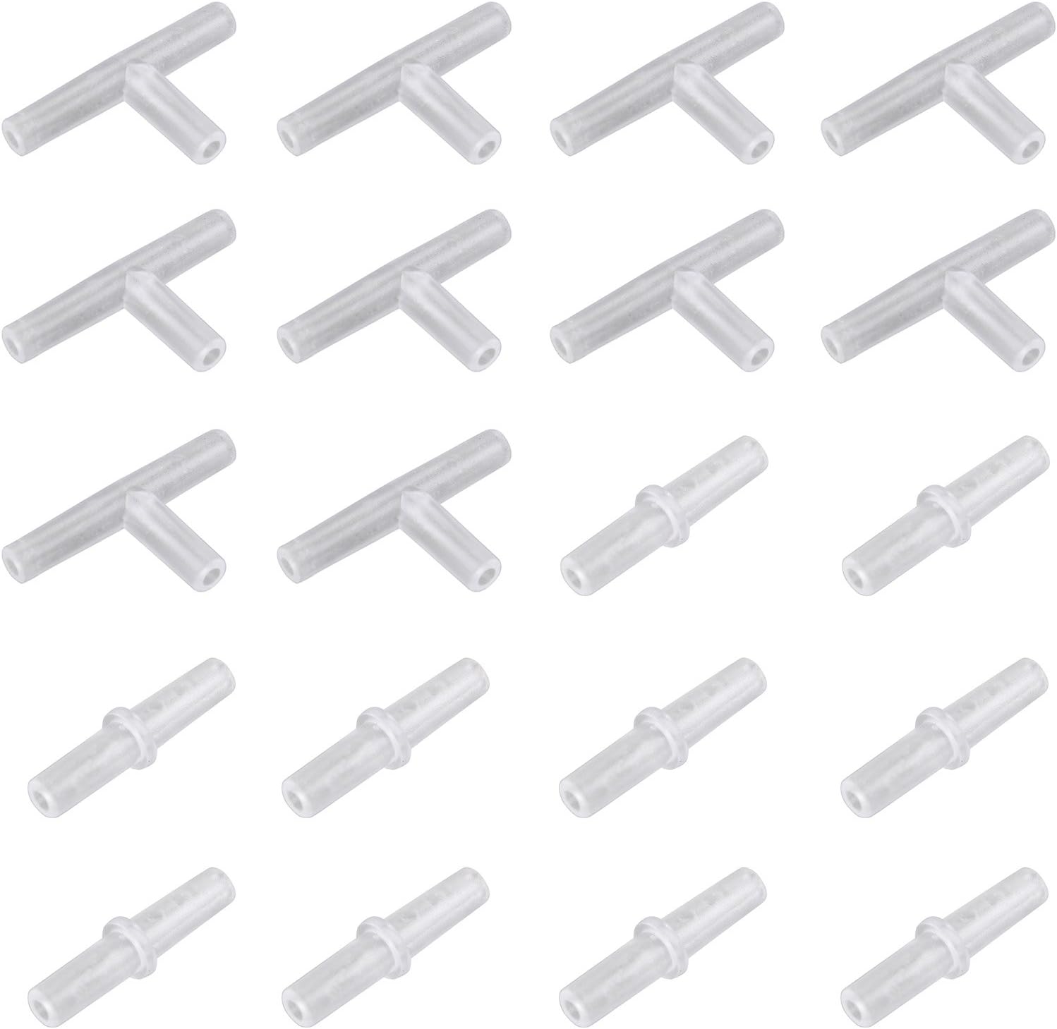 HALJIA 20PCS 4mm Clear Plastic Aquarium T & I Type Air Valve Air Tubing Connectors