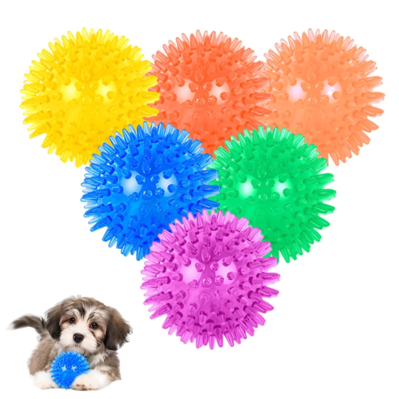 Befrenetic 6 Pcs Squeaky Dog Ball, Spiky Dog Ball, Dog Squeaky Balls, Puzzle Dog Toys That Interact With Dogs Chewing Dog Toys, Suitable for Dog Teeth Cleaning and Chewing Training
