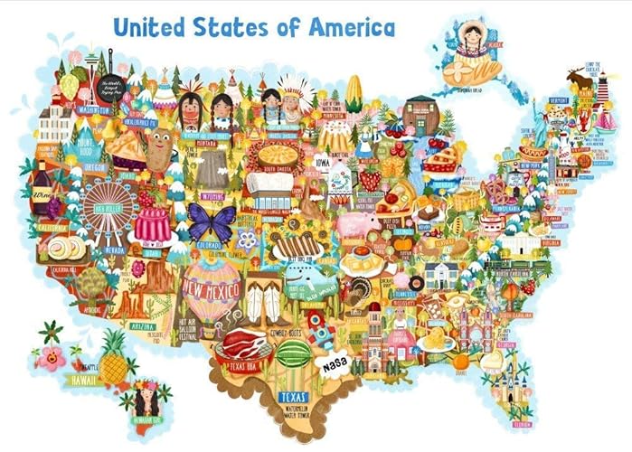 usa map illustration art print a4 amazoncouk handmade