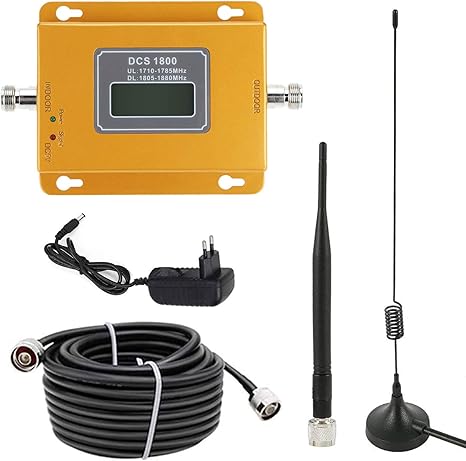 Amazon Co Jp Dcs 1800mhzポータブル携帯電話信号ブースター 家庭用lcdデジタルディスプレイリピーターに使用 強力な屋外アンテナ取り付けアクセサリ ゴールド ホーム キッチン