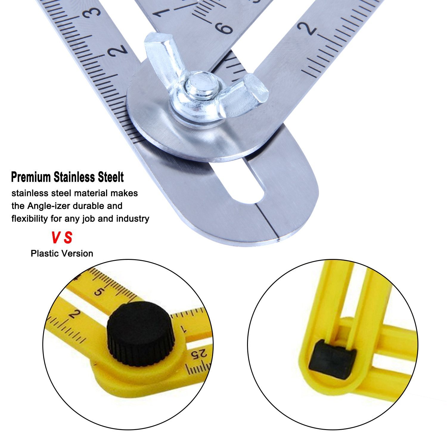 Angleizer Vorlage Werkzeug, WOWGO Werkzeug Lineal Edelstahl Messgerät für Handymen Bauherren Handwerker