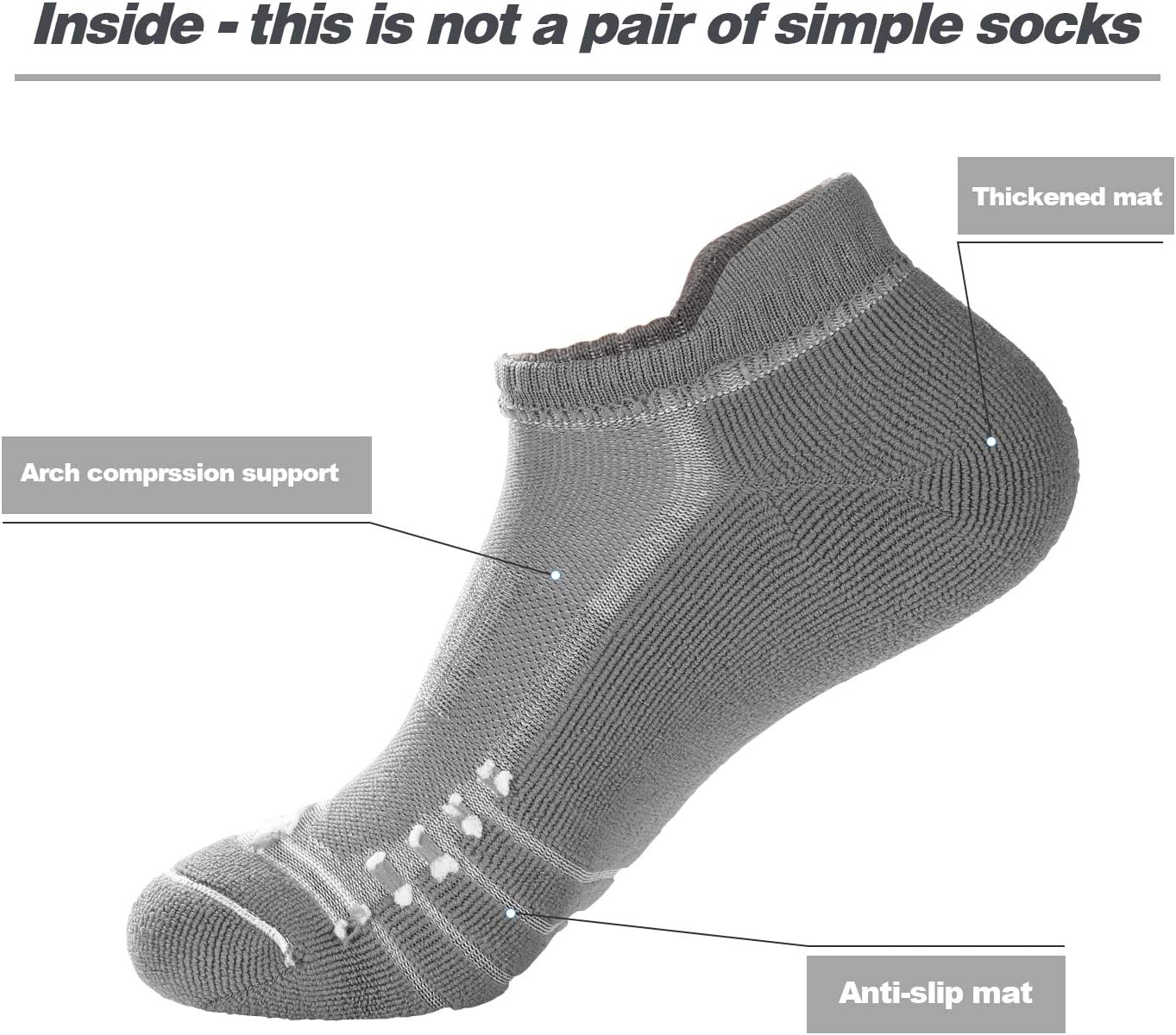 Ankle Athletic Running Socks for Men & Women [6 Pairs] - Low Cut Sports Socks for Hiking, Workout, Long Walks: Clothing