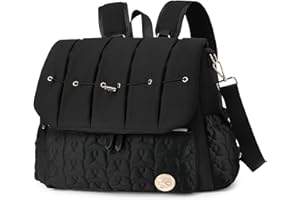 ROSEGIN Convertible Lightweight Diaper Bag Backpack for Baby Boys Girls, Large Stylish Travel Messenger Baby Bag for Mom, Includes Changing Pad and Shoulder Straps, Black