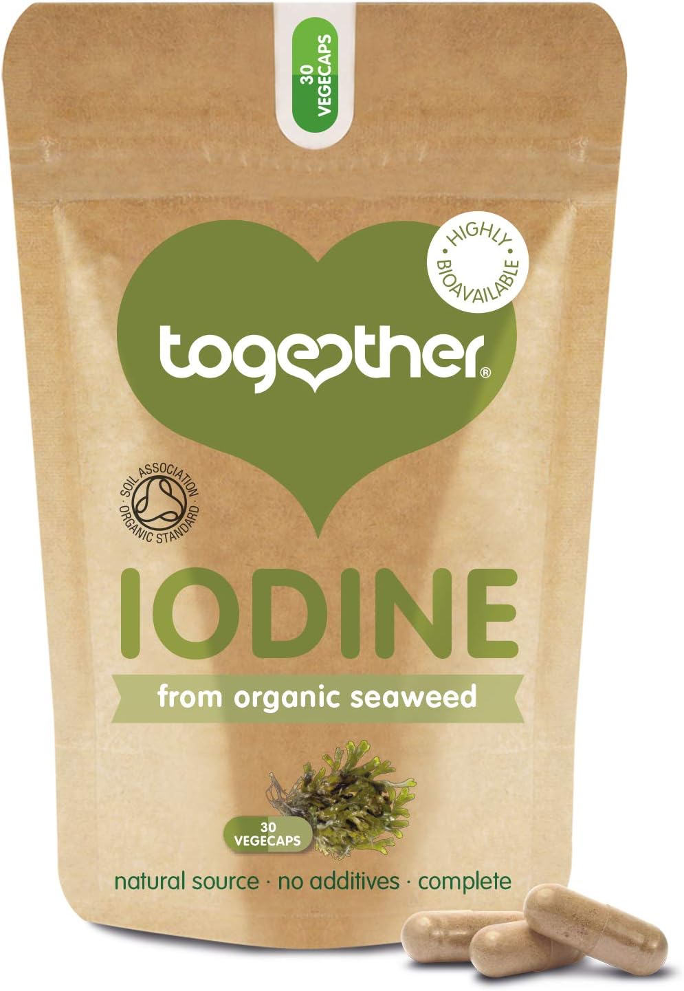 Organic Seaweed Iodine Supplement, Together Health, from Organic Seaweed, Natural Source of Iodine, Vegan Friendly