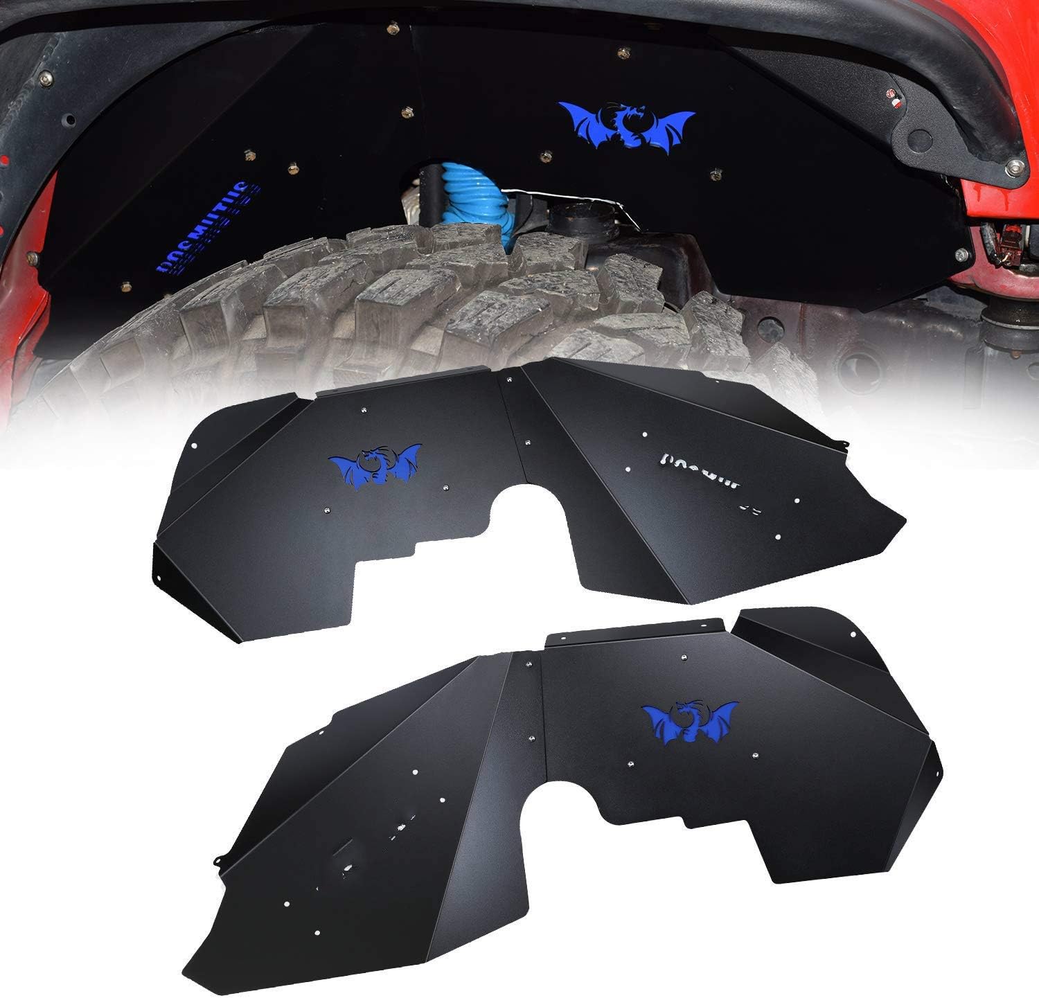 [4 Pcs]Inner Fender Liners, Front Left & Right, Lightweight Aluminum Design Protection and Increased Air Flow for J-eep Wrangler 2007-2018 JK JKU Sahara, Unlimited Sport 2 Doors/4 Doors