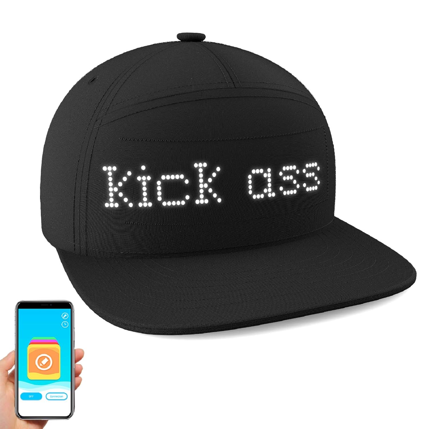 ACENX LED Message Hat Smartphone Control Text Scrolling LED Cap,Editable Pattern Display,Music