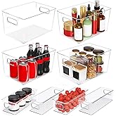 SKTKSE Clear Plastic Storage Bins 8 Pack - Pantry Organizers and Storage, Fridge Organizer Containers for Kitchen, Cabinet, F