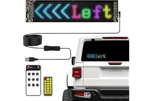 SUNLINKCO Devil Eyes Light for Cars, Programmable LED Scrolling Sign, Flexible Screen Digital Display, APP Control, Advertising LED Sign with Remote, DIY Pattern Animation (Black, 3.6”x 14.7”)