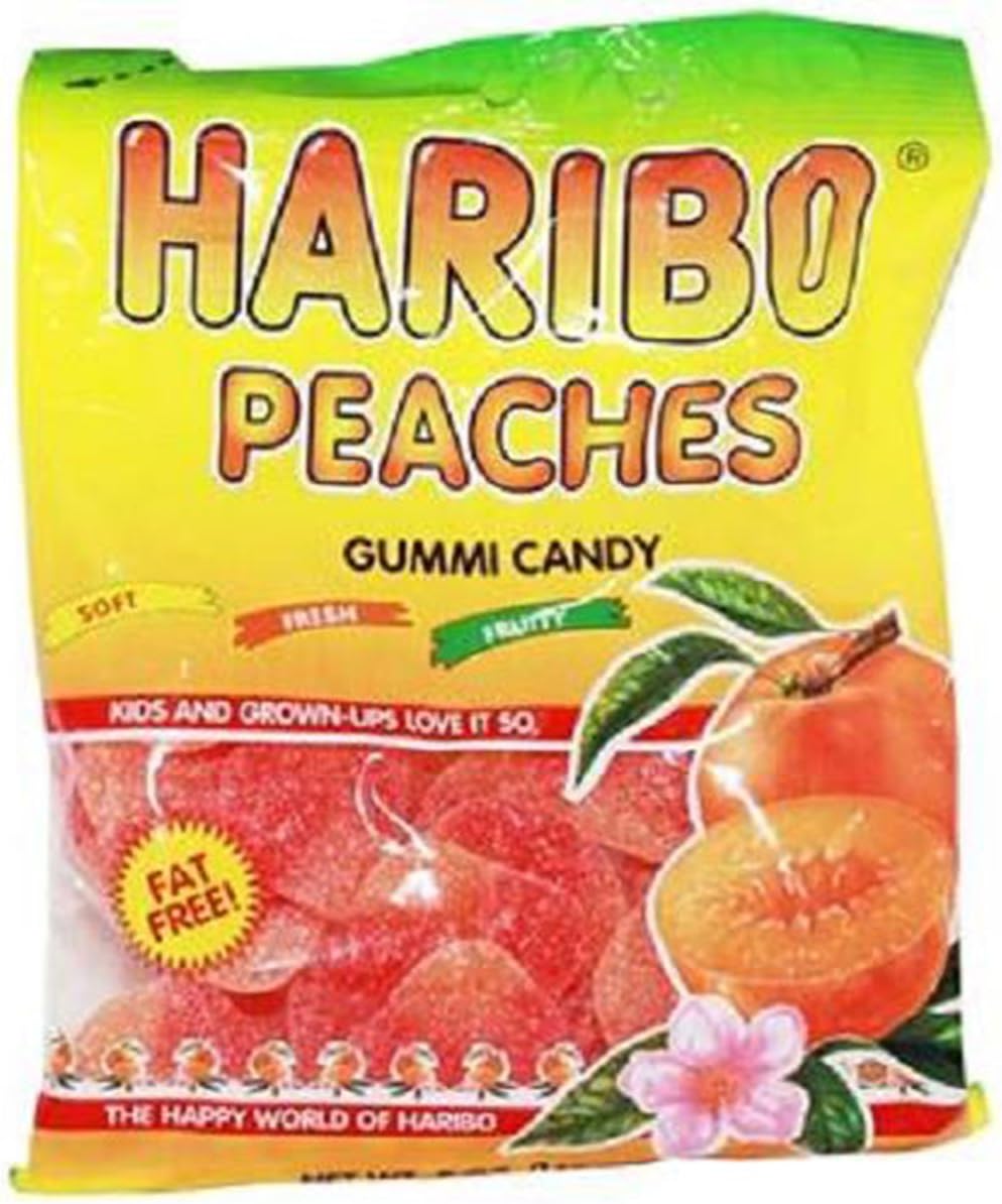 Product Of Haribo, Peg Bag Peaches Gummi Candy, Count 12 (5 oz) X 2 (Package Quantity 2) Sugar Candy - (Buy Bulk at a Wholesale Price)