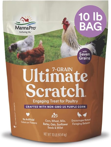 Manna Pro 7-Grain Ultimate Chicken Scratch Treat, Non-GMO, 10 lb Bag | 7-Grain Scratch Treat Blend, Non-GMO Ingredients, Natu