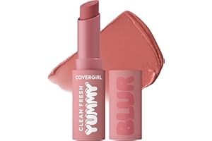 COVERGIRL Clean Fresh Yummy Blur Lipstick, Blurring Effect, Matte Lip Color, Fresh Pear Flavored, Vegan Formula - 220 Pear-fectly (Soft Pink Nude)
