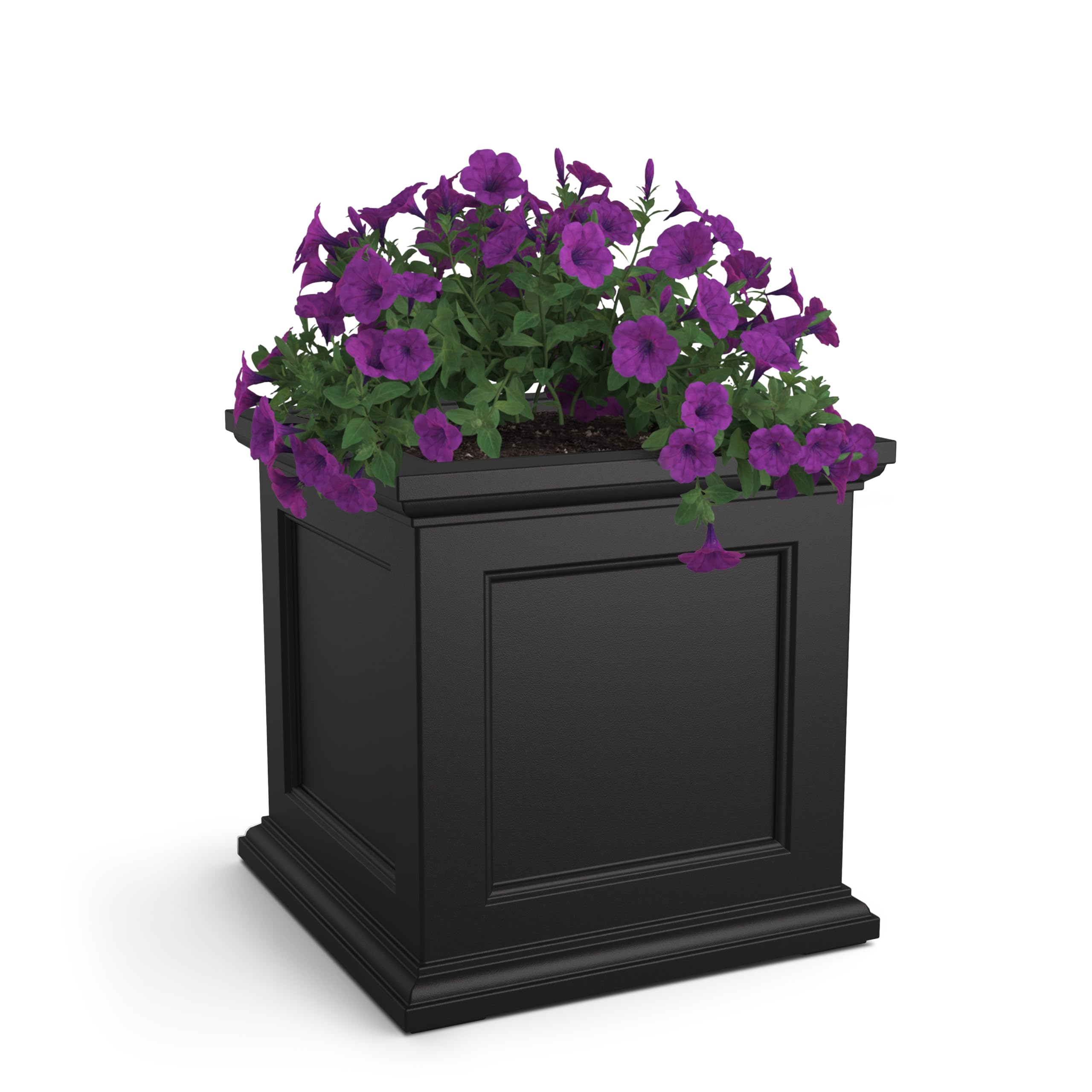 Photo 1 of **CORNER SCRAPED. BOTTOM SCRATCHED**Mayne Fairfield 28in Square Planter - Black - Durable Resin Planter (8800-B)