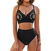 BMJL Womens High Waisted Bikini Sets Tummy Control Swimsuits Two Piece Bathing Suits Adjustable Triangle Modest Swimwear