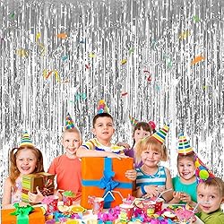 TONIFUL 3Pcs Silver Door Streamers,3.2ft*8ft Silver
