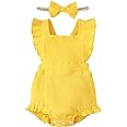 Fullfamous Baby Girl Ruffled Jumpsuit and Headband Set