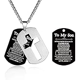 P. BLAKE Dog Tag Cross Necklace Gifts for Men Boys, Stainless Steel Bible Verse Pendant Chain Necklace Valentines Christian Religious Jewelry Gifts for Him