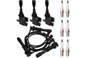 IRONTEK 3PCs Ignition Coil UF432 with 6 Spark Plugs and Wire Set Fit for 2001 for Hyundai XG300, 2002 for Hyundai XG350, 2002 2003 2004 2005 for Kia Sedona, Replacement for UF432 2730039000 C1353