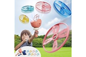 RaboSky 2-Pack Pull-Launch Flying Disc Toy for Boys Ages 4-5-7-8-10-13, Cool Stocking Stuffers for Kids, Boys Girls Interactive Outdoor Play Games