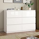 OtterOasis White Wood Dresser, 6 Drawer Dressers for Clothes Storage for Bedroom, Modern Dresser with Wide Drawers, Wide Wooden Chest Drawers for Living Room, Entryway, TV Stand(47" W x15.4 Dx32.3 H)
