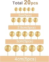 ASTARON 20 Pcs Glitter Gold Ball Cake Topper Decorations 2cm-4cm view 2