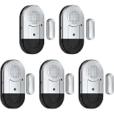 Sanjie Door Window Alarm Sensors, 5 Pack, 125dB, Volume Control | 125dB wireless sensors alert when doors or windows open, with adjustable volume, easy installation and long battery life