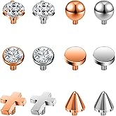 AccGin Surgical Steel Dermal Piercing Jewelry Tops for Women Men Cubic Zirconia Micro Dermal Anchor Tops Base Dermal Piercing 3-20Pcs Dermal Piercing Kit Hypoallergenic