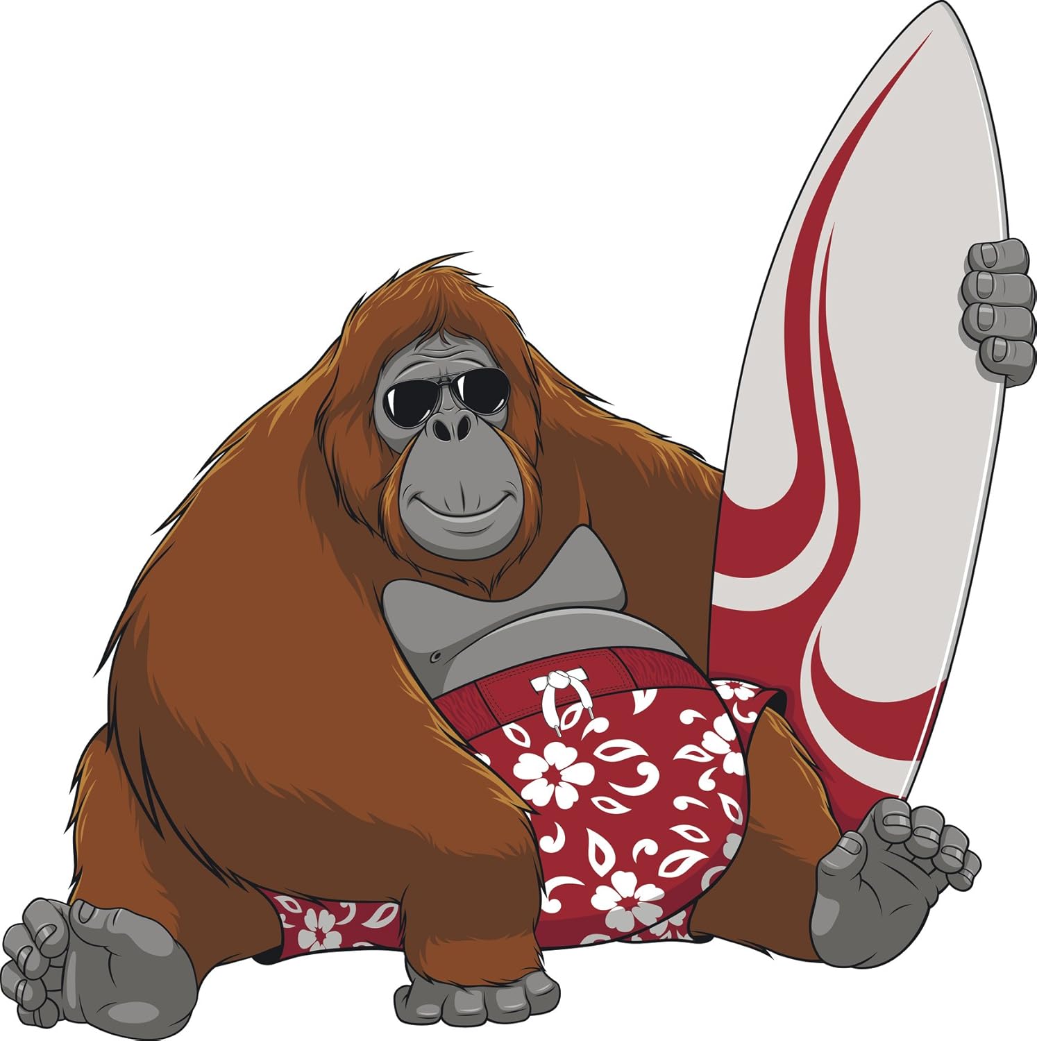 Amazon Com Happy Smiling Posing Animal Ape Surfboard Cartoon Orangutan Vinyl Sticker 8 Tall Automotive
