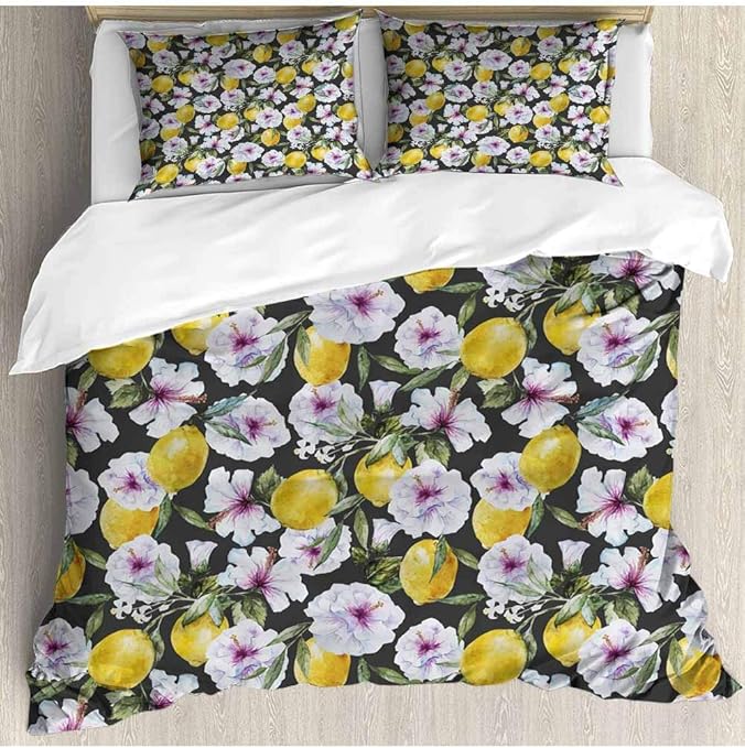 prunushome - Juego de Ropa de Cama con diseño de pétalos de Hibisco