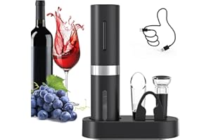 CIRCLE JOY 5-in-1 Electric Wine Opener Set, Rechargeable Wine Corkscrew Bottle Opener with Charging Station, Foil Cutter, Led