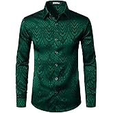 ZEROYAA Men's Hipster Slim Fit Long Sleeve Gothic Jacquard Button Up Dress Shirts for Party Prom