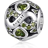 HappyStar 925 Sterling Silver Birthstone Charms fits Charms Bracelets for Woman，with 5A Cubic Zirconia Dangle Pendant Bead,Happy Birthday Charms for Bracelet and Necklace