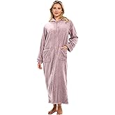 Alexander Del Rossa Fleece Zip Up Robes for Women with Zippered Front, Hooded Zipper Robes for Women, Womens Long Robe