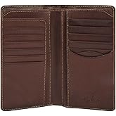 Tony Perotti Mens Italian Cow Leather Bifold Checkbook Breast Pocket Wallet in Brown