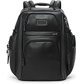 TUMI - Alpha Brief Pack - Men's Laptop Backpack with Padded Adjustable Straps - Fit up to 15" Screen - 17.0" X 12.0" X 8.0" - Black Leather
