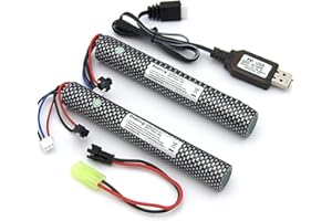 Cuzieey 2 pcs 7.4V 2600mAh Gel-Gun Battery SM2P Plug: Lipo Battery for Splatter Balls - Compatible with SRB1200, SRB400, SRB400-SUB, MP5K, M4 and M110 Water Bead Blaster
