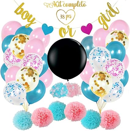 Party Supplies Revelacion De Sexo Para Bebe Decoracion Globos Accesorios De La Foto 106 Pcs Set Home Garden