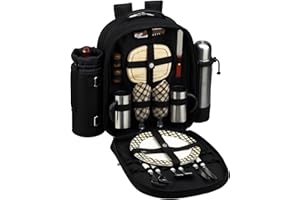 Picnic at Ascot Original Equipped 2 Person Picnic Backpack with Coffee Service, Cooler & Insulated Wine Holder - Designed & Assembled in the USA
