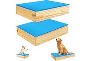 Bhyhok 2 PCS Connectable Wooden Dog Training Platform Non-Skid Dog Place Boards with Foaming Surface Puppy Agility Training Equipment for Small and Medium Dogs