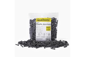 Qualihome Ribbed Plastic Drywall Anchors - Wall Anchors for Drywall - Plastic Screw Anchors for Secure Fastening (Bulk Pack, #6-8 x 7/8")