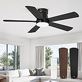 Fanbulous Ceiling Fans with Lights and Remote, 42 inch Low Profile Flush Mount Ceiling Fan,White Modern Ceiling Fan with LED Light for Bedroom Indoor Outdoor-5 Reversible blades, 3CCT, 6 Speeds, Timer