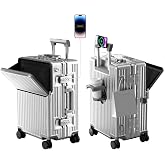 AIWEINY Carry on suitcase Zipperless Luggage,Polycarbonate Aluminum Hard Shell, Expandable Carry-On Suitcase with Spinner Wheels, 20 Inch Cabin