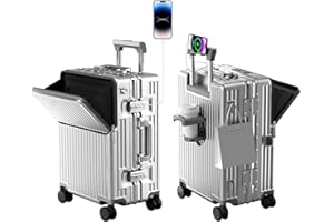 AIWEINY Zipperless Luggage, 22.4" x 15.4" x 9.4" Aviation Certified, Polycarbonate Aluminum Hardshell, Expandable Carry-On Luggage with Spinner Wheels, Hardshell Luggage, 20 Inch Cabin