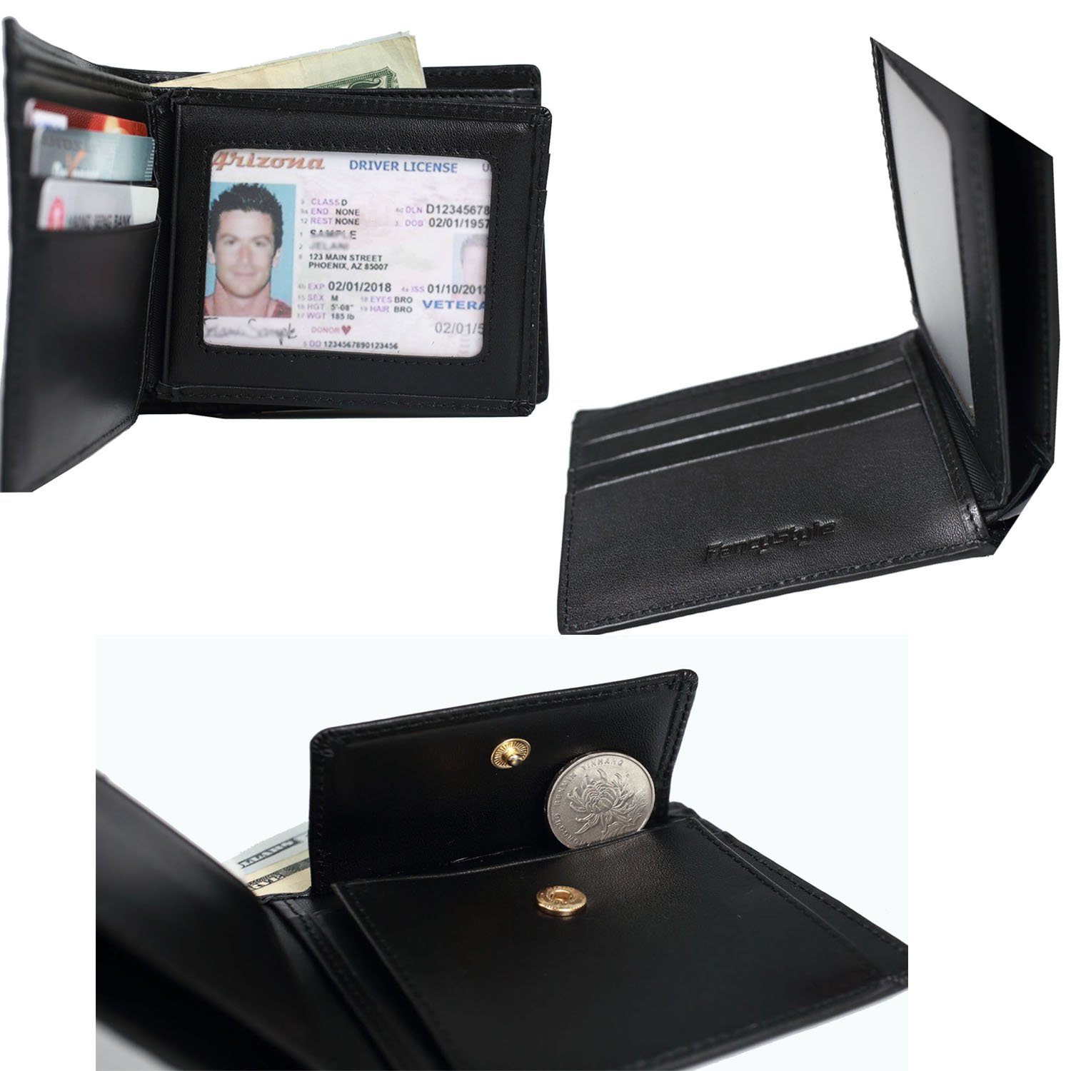 Men RFID Blocking Carbon Fiber Wallet Trifold Slim Ultralight with Coin Pocket