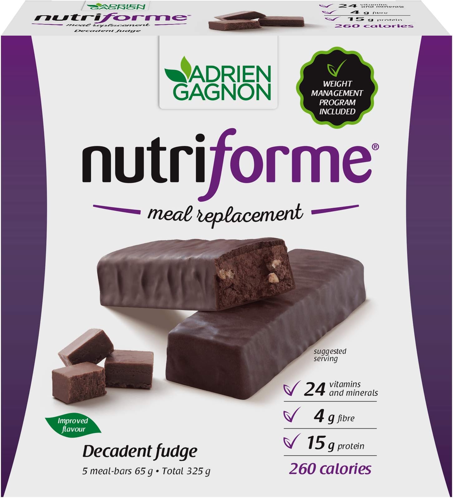 Adrien Gagnon - Nutriforme Meal Replacement Bars, 65 Grams, 5 Bars (Decadent Fudge)