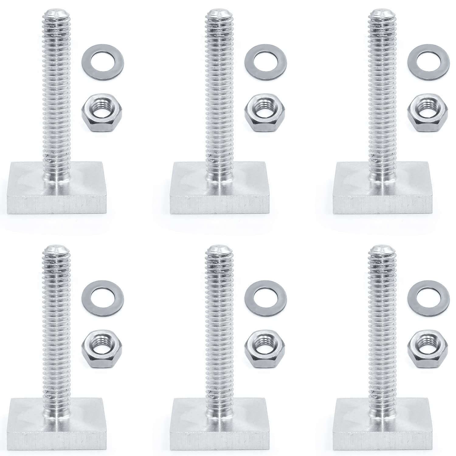 QIQN T Track Adapter Bolts M6 x 35 mm T-slot Adaptor Roof Box Rack with Nuts and Washers for Machinery Equipment Pan Machine Screws Fasteners (Stainless Steel 6Pcs Kit 20 x 20 mm) โ image 1